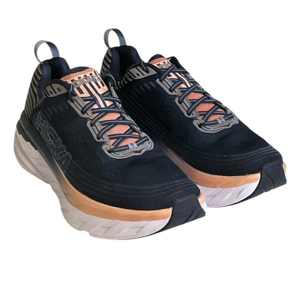 Hoka One One Bondi 6 Max Women's Size 12 Blue Pink Cushioned Running Sneakers - Picture 1 of 16